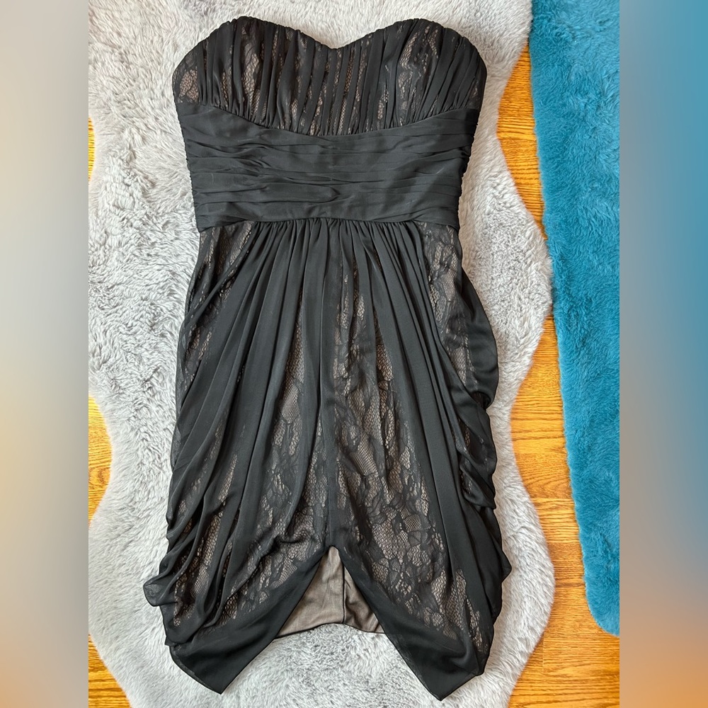 Max and Cleo Strapless Lace Mesh Mini Dress